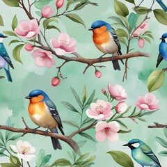 Bird's Spring Symphony - Watercolor Illustration