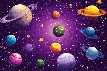 Naklejka premium Colorful Planets in the Galaxy
