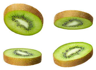 Set of sliced kiwi fruit isolated