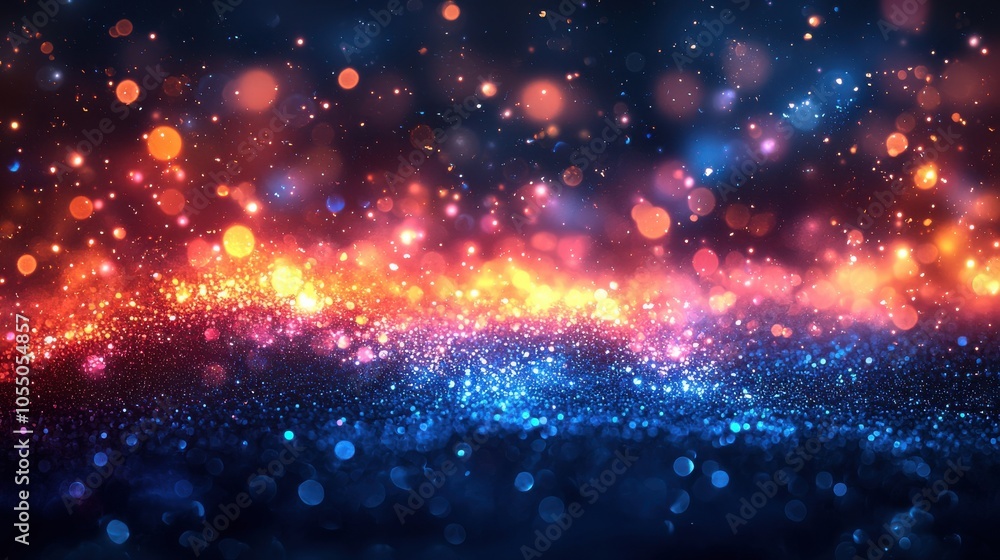 Poster vibrant abstract background with sparkling lights and colorful bokeh effects in a dreamy landscape a