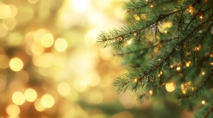 Christmas Tree Branches with Warm Lights
