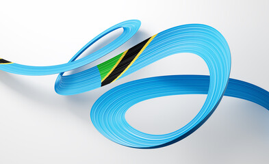 3d Flag Of Tanzania 3d Shiny Waving Tanzania Ribbon Flag On White Background 3d Illustration