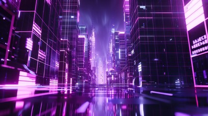 Neon Cityscape: A Futuristic Digital Metropolis