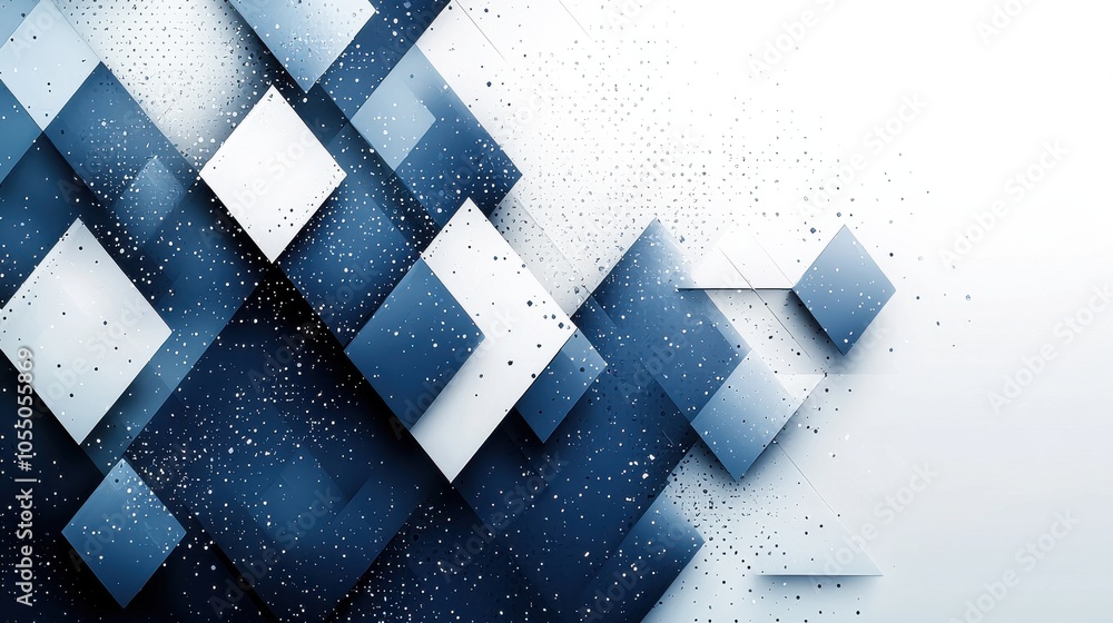 Poster abstract geometric design with blue and white diamonds creating a modern, artistic pattern on a ligh