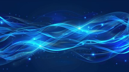 Obraz premium Abstract Blue Waves with Glowing Particles