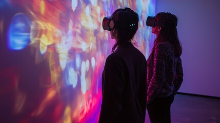 An engaging art display invites viewers to interact with touch-responsive features that illuminate vibrant colors and produce captivating sounds.