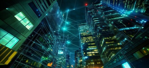 Naklejka premium Connected Metropolis at Night