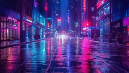 Obraz premium Neon City Rain