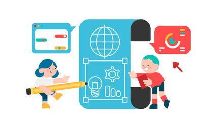 A group of software developers. Vector illustration isolated on white background.