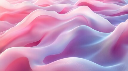 Fototapeta premium Soft pink and purple waves flowing gently under soft light in a serene digital landscape