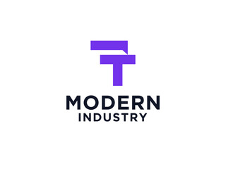 Blue Geometric Shape Initial Letter T Symbol isolated on White Background. Usable for Business and Technology Logos.