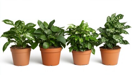 Four Potted Houseplants for Home Decor