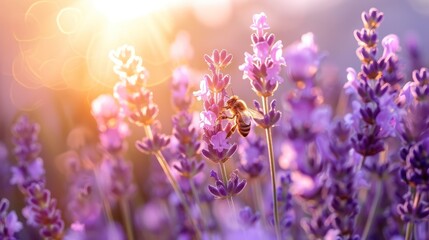 Fototapeta premium Bee on Lavender Flower