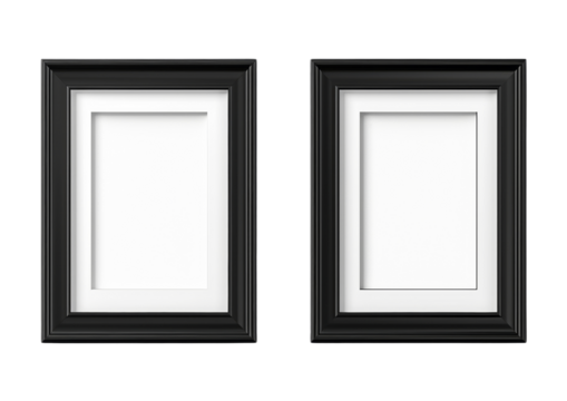 Elegant Black Picture Frames with Empty Spaces for Art Display.