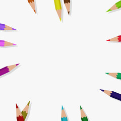 Colorful pencil frame background for art and creativity projects