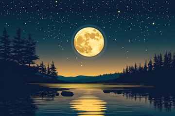 Serene Moonlight Lake Scene