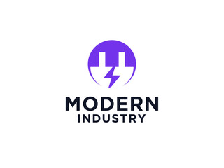 Abstract Cable Plug Electricity Logo. Flat Vector Logo Design