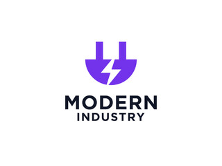 Abstract Cable Plug Electricity Logo. Flat Vector Logo Design