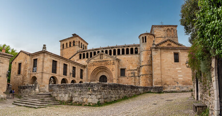 Architectural details of the romanesque Collegiate Church of Santillana or Colegiata de Santa...