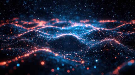 Vibrant waves of light shimmering in deep space during a cosmic event, showcasing blue and orange hues blending together