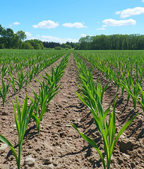 Naklejka premium A Sprouting Wheat Field Representing Sustenance and Growth