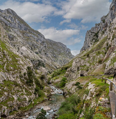 Magnificent landscape of the Cares gorge in the Picos de Europa mountains in Asturias, Spain