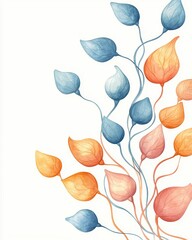 Colorful leaves on white background, artistic design