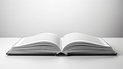 close up of open textbook with blank pages