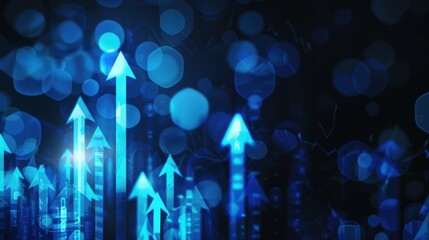 Abstract Blue Arrows Pointing Upwards, Success and Growth Concept