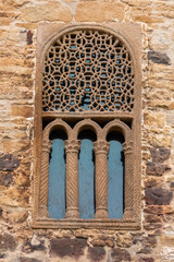 Architectural detail of the early romanesque church San Miguel de Lillo in Oviedo, UNESCO world...