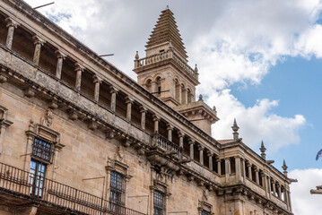 Architectural detail of the cathedrals museums facade in Santiago de Compostela in Galicia