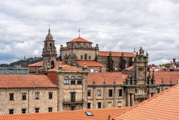 Fototapeta premium Rooftop view of the church San Martino Pinario in Santiago de Compostela, seen from the rooftop of the cathedral