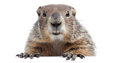 Close Up Portrait of a Groundhog with Sharp Claws