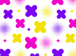 幾何学模様のカラフルでポップなシームレスパターン