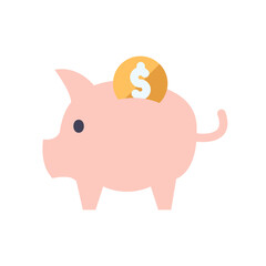 piggy save money flat style