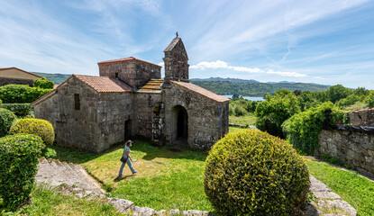 Early gothic church Santa Comba, built during the Visigothic kingdom around 675, located in southern Galicia, declared as Spanish national monument