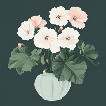 geranium flowers in vase, pastel colors clip art preview