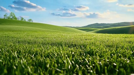 Serene Meadow Under a Bright Blue Sky