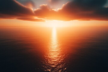 Fototapeta premium Fiery Sunset Over the Ocean