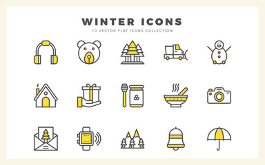 15 Winter Two Color icons pack. vector illustration.