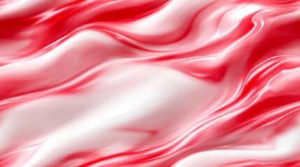 Obraz premium A visually appealing close-up of glossy red and white waves with a silky texture, creatively representing a modern twist on traditional candy cane aesthetics.