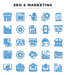 Set of 25 SEO & Marketing Two Color Icons Pack.