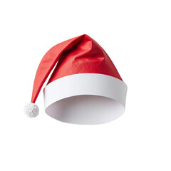 A red and white santa hat with a pom pom.isolated on transparent or white background