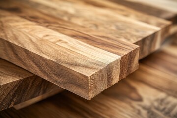 Close-up of wooden cutting boards stacked together, showcasing intricate grain patterns and textures.