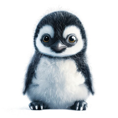Adorable Penguin Chick: Close-Up Portrait of a Fluffy Baby Penguin