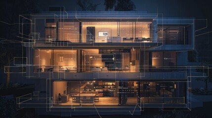 Smart house concept with integrated technology visuals