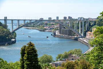 Scenic viewpoint of Ponte da Arrabida in Porto