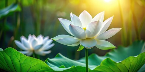 Obraz premium White lotus flower in various stages of bloom