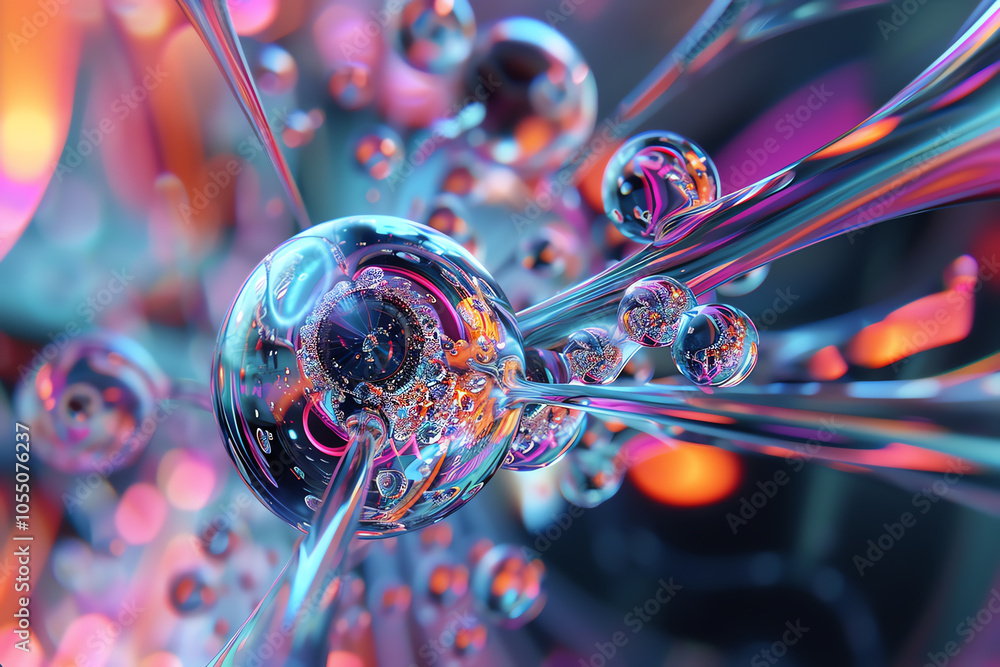 Poster capture the essence of nanotechnology through a wide-angle view, blending abstract art seamlessly ut