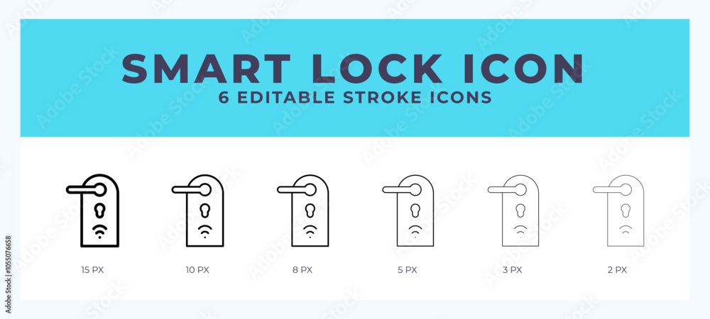 Poster smart lock icon with different stroke. editable stroke. vector illustration.